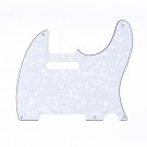 Musiclily 5 Hole Vintage Telecaster Pickguard Electric Guitar Scratch Plate for USA/Mexican Made Fender Standard Tele Style, White Pearl 4ply