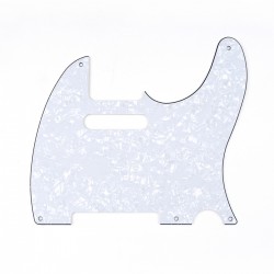 Musiclily 5 Hole Vintage Telecaster Pickguard Electric Guitar Scratch Plate for USA/Mexican Made Fender Standard Tele Style, White Pearl 4ply