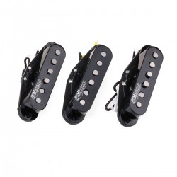 Wilkinson Vintage Tone Alnico 5 Staggered Single Coil Pickups SSS Set for Strat Style Electric Guitar, Black