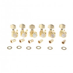 Musiclily Pro 6-in-line 2-pins Guitar Locking Tuners Machine Heads Tuning Pegs Keys Set for Fender Strat/Tele, Gold