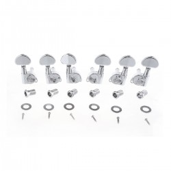 Wilkinson 3R3L E-Z-LOK Guitar Tuners Machine Heads Tuning Pegs Keys Set for Electric or Acoustic Guitar, Chrome