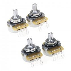 CTS 450 Series A/B250K Split Shaft Fine 24-Splines Audio/Linear Taper Potentiometer for Electric Guitar Bass, 10% Tolerance (2 Audio, 2 Linear)