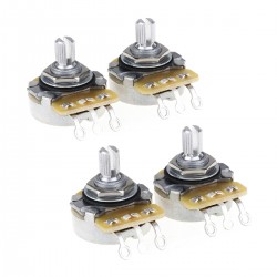 CTS 450 Series A500K Split Shaft Fine 24-Splines Audio Taper Potentiometer for Electric Guitar Bass, 10% Tolerance (Set of 4)