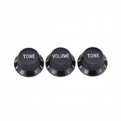 Musiclily Pro Imperial Inch Size 1 Volume 2 Tone Stratocaster Knobs Set for USA Made Strat Style Electric Guitar, Black