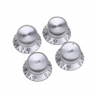 Musiclily Pro Imperial Inch Size Guitar Top Hat Bell 2 Volume 2 Tone Reflector Knobs Set Compatible with USA Made Les Paul SG Style , Silver with Silver Top 