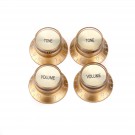 Musiclily Pro Imperial Inch Size Top Hat Bell Reflector 2 Volume 2 Tone Knobs Set for USA Les Paul SG Electric Guitar, Gold with Gold Top 