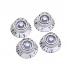 Musiclily Pro Left Handed Imperial Inch Size Guitar Bell Top Hat Knobs for USA Made Les Paul Style ,Silver (Set of 4)