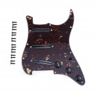 Musiclily 11-Hole SSS Prewired Loaded Pickguard with Dual Hot Rail High Output Pickups Set for Fender Squier Strat Electric Guitar,4Ply Tortoise Shell 