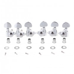 Musiclily Economy 3L3R Roto Style Sealed Guitar Machine Heads Tuners Tuning Keys Set for Gibson or Epiphone Les Paul SG ES, Oval Button Chrome