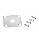 Musiclily Pro Metal Flat Bottom Square Jack Plate for Epiphone Gibson Les Paul Style Guitar, Chrome