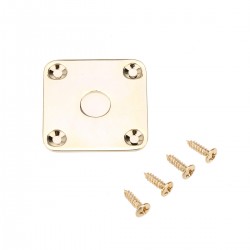 Musiclily Pro Metal Flat Bottom Square Jack Plate for Epiphone Gibson Les Paul Style Guitar, Gold