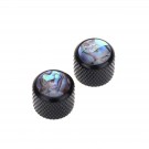 Musiclily Pro Traditional Metal Metric Size Abalone Top Dome Knobs for Tele Telecaster Electric Guitar or Bass, Black (Set of 2)