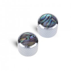 Musiclily Pro Traditional Metal Metric Size Abalone Top Dome Knobs for Tele Telecaster Electric Guitar or Bass, Chrome (Set of 2)