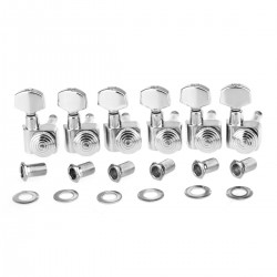 Musiclily Pro 6-in-line 2-pins Full Metal Guitar Locking Tuners Machine Heads Tuning Pegs Keys Set for Fender Strat/Tele, Chrome