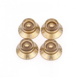 Musiclily Pro Metric Size 18 Splines Bell Top Hat Control Knobs for Asia Import Guitar Bass Split Shaft Pots , Gold (Set of 4)