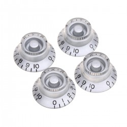 Musiclily Pro Metric Size 18 Splines Guitar Bell Top Hat Knobs for Epiphone Les Paul SG Style, Silver (Set of 4)