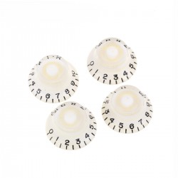 Musiclily Pro Metric Size 18 Splines Bell Top Hat Control Knobs for Asia Import Guitar Bass Split Shaft Pots , White (Set of 4)