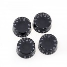 Musiclily Pro Metric Size 18 Splines Speed Control Knobs for Asia Import Guitar Bass Split Shaft Pots, Black (Set of 4)