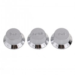 Musiclily Pro Metric Size 18 Splines Guitar 1 Volume 2 Tone Strat Knobs Set for Stratocaster Squier ST Style , Chrome