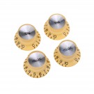Musiclily Pro Metric Size 18 Spline Guitar Top Hat Bell 2 Volume 2 Tone Reflector Knobs Set for Epiphone Les Paul SG Style ,Cream with Silver Top