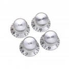 Musiclily Pro Metric Size 18 Spline Guitar Top Hat Bell 2 Volume 2 Tone Reflector Knobs Set for Epiphone Les Paul SG Style,Silver with Silver Top
