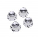 Musiclily Pro Metric Size 18 Spline Guitar Top Hat Bell 2 Volume 2 Tone Reflector Knobs Set for Epiphone Les Paul SG Style ,White with Silver Top