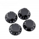 Musiclily Pro Left Handed Metric Size 18 Splines Bell Top Hat Control Knobs for Asia Import Guitar Bass Split Shaft Pots , Black (Set of 4)