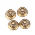Musiclily Pro Left Handed Metric Size 18 Splines Bell Top Hat Control Knobs for Asia Import Guitar Bass Split Shaft Pots , Gold(Set of 4)