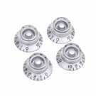 Musiclily Pro Left Handed Metric Size 18 Splines Guitar Bell Top Hat Knobs for Epiphone Les Paul SG Style , Silver (Set of 4)