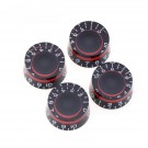 Musiclily Pro Metric Size 18 Splines Speed Control Knobs for Asia Import Guitar Bass Split Shaft Pots, Red (Set of 4)