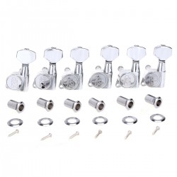 Wilkinson Left Handed 6-in-line E-Z-LOK Guitar Tuners Tuning Pegs Keys Machine Heads Set for Fender Strat/Tele Style Electric Guitar, Chrome
