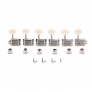 Wilkinson Vintage Deluxe  Guitar Tuners Split Shaft 6 in Line Tuners Machine Heads Tuning Pegs Keys Set for Classic Vibe Fender Strat/Tele Style, Nickel with Off White Button