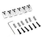 Wilkinson 10.5mm Wide 52.5mm(2-1/16 inch) String Spacing Strat Saddles Set for Squier Standard/Mexico Fender Stratocaster Tremolo Bridge, Chrome with Black Screws(Set of 6) 