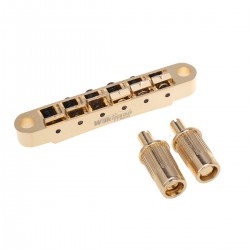 Wilkinson 52mm(2-3/64 inch) String Spacing Wide Style Tune-o-matic Bridge Compatible with USA Les Paul/Epiphone Les Paul Style Guitar, Gold