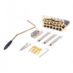 Wilkinson WVC-SB 54mm 6-Hole Vintage Steel Saddles Guitar Tremolo Bridge with Full Solid Steel Block for USA Vintage Strat and Japan Strat , Gold