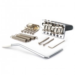 Wilkinson WV6-SB 54mm 5+1 Hole Tremolo Bridge Vintage Steel Saddles with Full Steel Block for Fender USA and Japan Strat Style Electric Guitar, Chrome