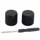 Musiclily Pro 6mm Steel Knurled Flat Top Barrel Knobs with Set Screw for Telecaster Electric Guitar or Precision Bass, Black (Set of 2)