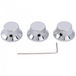 Musiclily Pro 6mm Steel UFO Control Knobs with Set Screw for Strat Style Electric Guitar, Chrome (Set of 3)