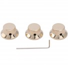 Musiclily Pro 6mm Steel UFO Control Knobs with Set Screw for Strat Style Electric Guitar, Gold (Set of 3)