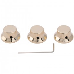 Musiclily Pro 6mm Steel UFO Control Knobs with Set Screw for Strat Style Electric Guitar, Gold (Set of 3)