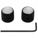 Musiclily Pro 6mm Steel White Pearl Top Telecaster Dome Knobs with Set Screw for Tele Electric Guitar or Precision Bass, Black (Set of 2)