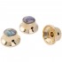 Musiclily Pro 6mm Steel UFO Abalone Top Control Knobs with Set Screw for Strat Style Electric Guitar, Gold (Set of 3)