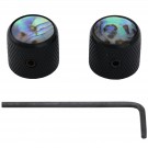 Musiclily Pro 6mm Steel Abalone Top Telecaster Dome Knobs with Set Screw for Tele Electric Guitar or Precision Bass, Black (Set of 2)