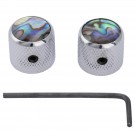 Musiclily Pro 6mm Steel Abalone Top Telecaster Dome Knobs with Set Screw for Tele Electric Guitar or Precision Bass, Chrome (Set of 2)