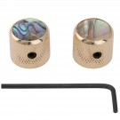 Musiclily Pro 6mm Steel Abalone Top Telecaster Dome Knobs with Set Screw for Tele Electric Guitar or Precision Bass, Gold (Set of 2)