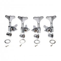Wilkinson 2R2L 20:1 Ratio Bass Tuners Machine Heads Tuning Pegs Keys Set for Ibanez Style Electric Bass, Chrome