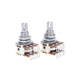 Musiclily Pro Brass Thread Mini Metric Sized Blend Pots MN250K Dual Balance Potentiometers with Center Detent for Guitar (Set of 2)