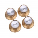 Musiclily Pro Left Handed Imperial Inch Size Guitar Top Hat Bell 2 Volume 2 Tone  Reflector Knobs Set Compatible with USA Made Les Paul Style, Gold with Silver Top