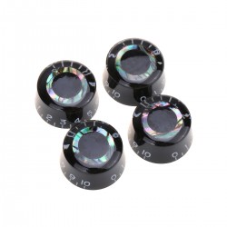 Musiclily Pro B-Stock Imperial Inch Size Abalone Circle Top Guitar Speed Control Knobs for USA Les Paul Style, Black (Set of 4)