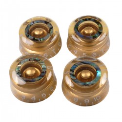 Musiclily Pro B-Stock Imperial Inch Size Guitar Speed Knobs Abalone Circle Top Volume Tone Control Knobs for USA Les Paul LP Style Electric Guitar, Gold(Set of 4)